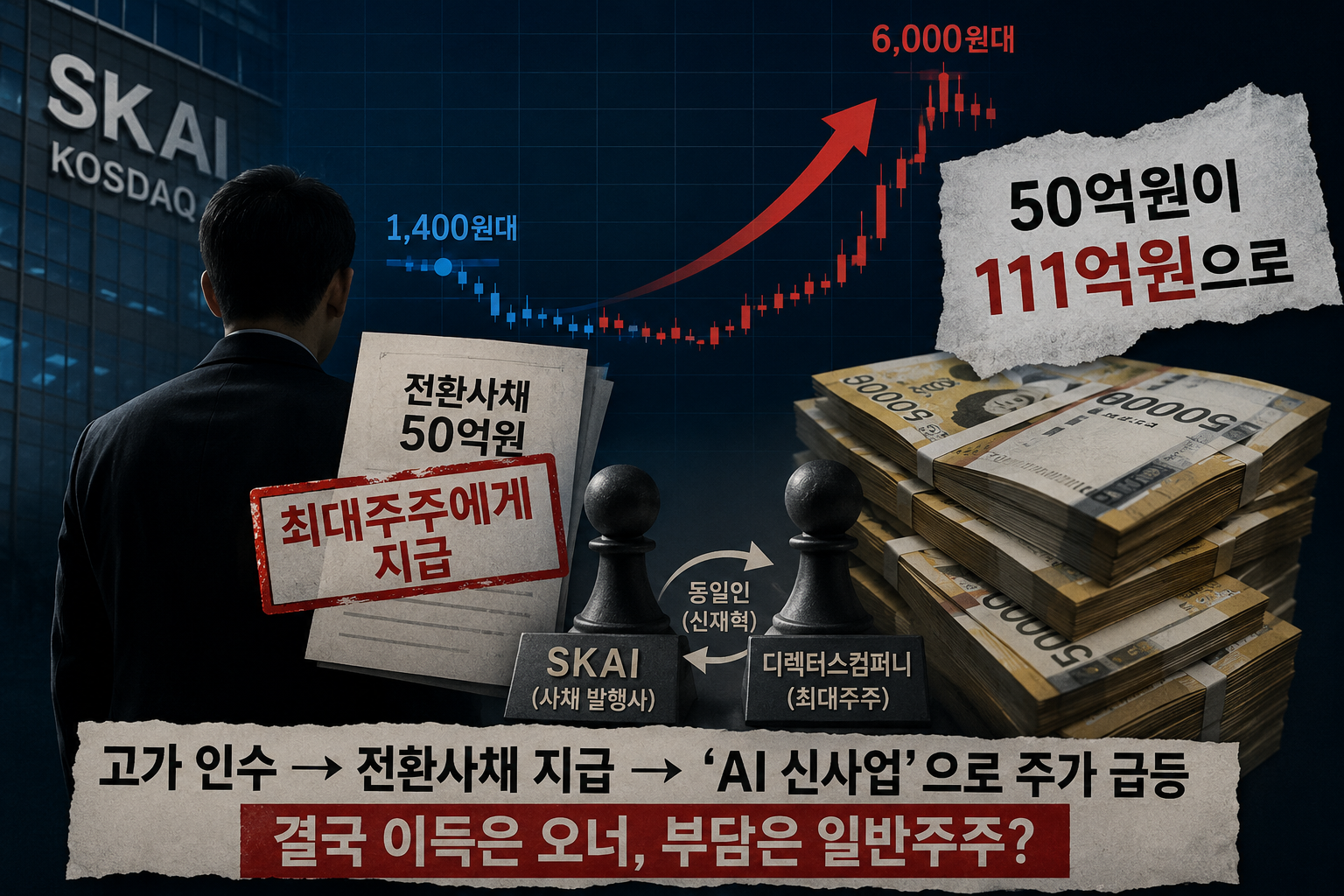 SKAI 전환사채의 수상한 타이밍, 최대주주 50억 받고 111억 먹어